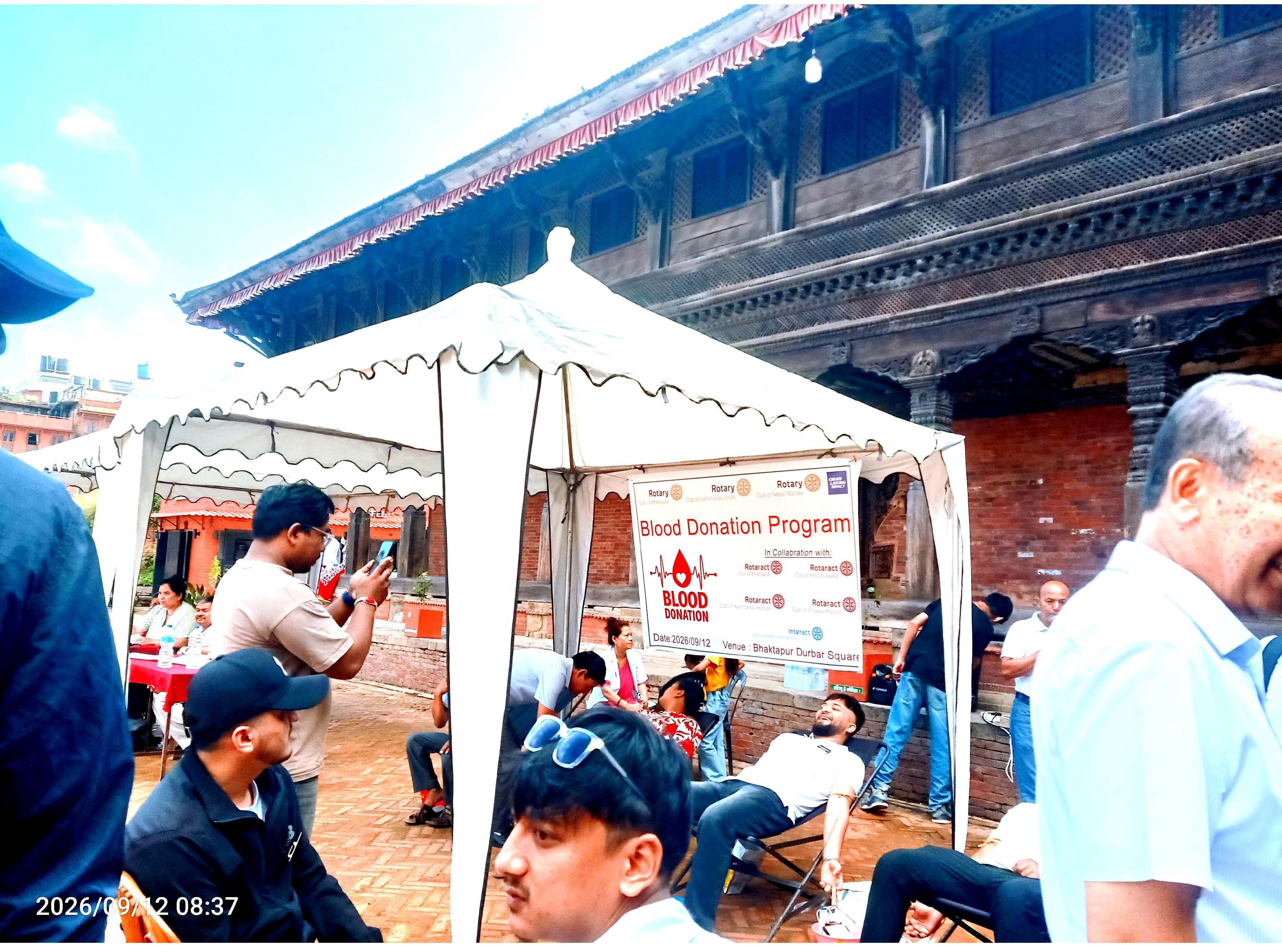 Support to flood Victims through Mega Blood Donation at Bhaktapur Durbar Square, Bhaktapur.
