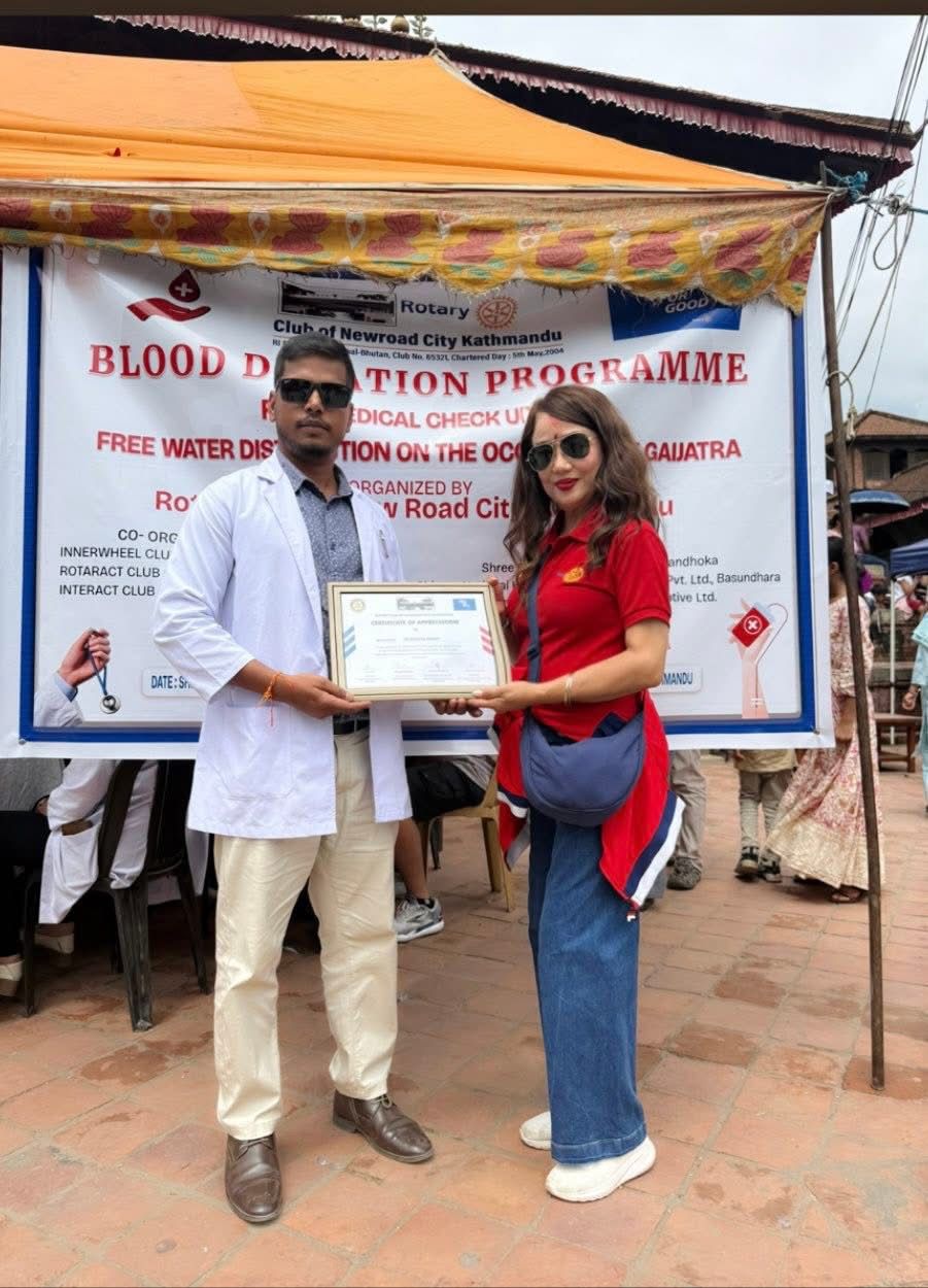 Blood Donation, free Medical Health Checkup and the free water distribution on Gaijatra